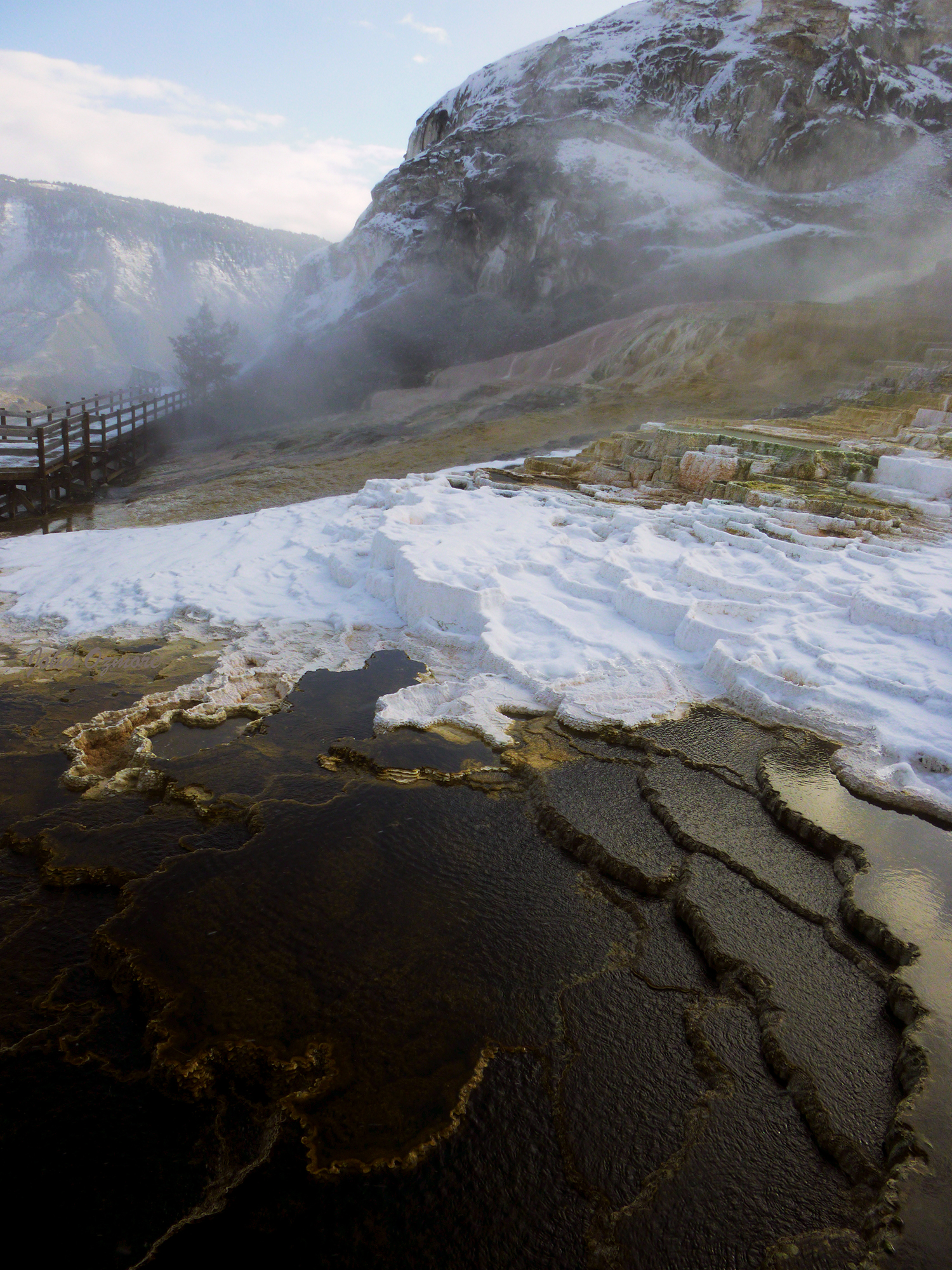 Mammoth Springs in the Snow